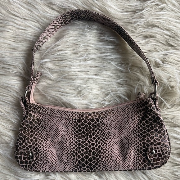 Nine West Women’s Pink and Brown Snake Skin Patterned Shoulder Bag - Picture 4 of 6